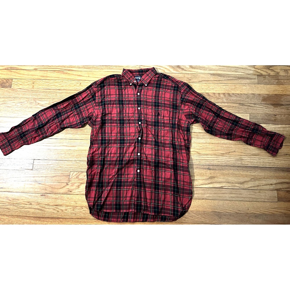 Ralph Lauren McMeel Red Tartan Plaid Long Sleeve Button Down Shirt Men L